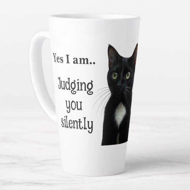 Funny Black Cat Ceramic Mug (Left Angle)