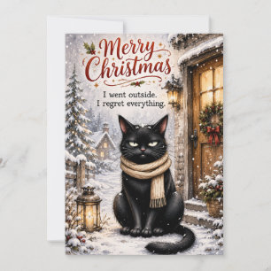 Funny Black Cat Christmas Card – Sarcastic Winter 
