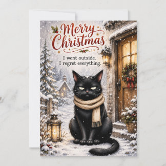 Funny Black Cat Christmas Card – Sarcastic Winter 