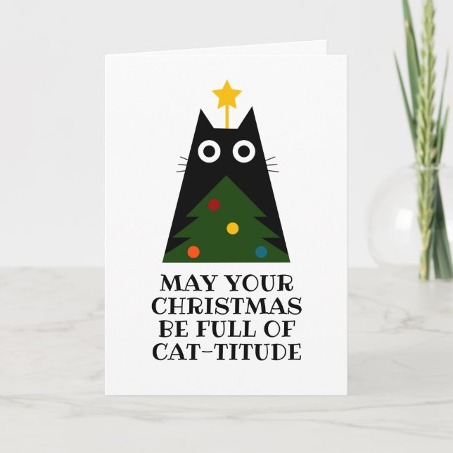 funny black cat christmas cards (Front)