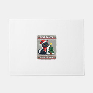 Funny Black Cat Christmas Dear Santa, I Can Explai Doormat