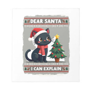 Funny Black Cat Christmas Dear Santa, I Can Explai Notepad