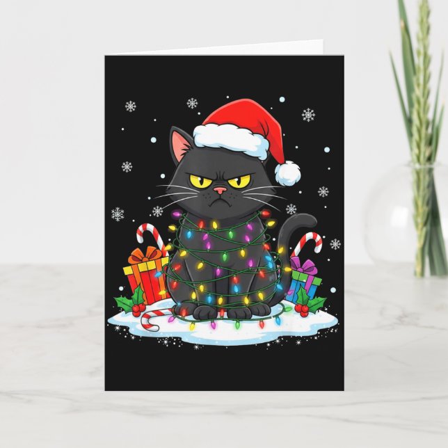Funny Black Cat Christmas For Men Women Youth Girl Card (Front)