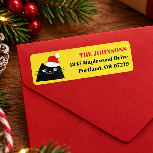 Funny Black Cat Christmas Return Address Label