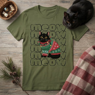 Funny Black Cat Christmas T-Shirt