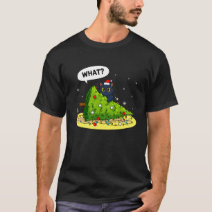 Funny Black Cat Christmas Tree Holiday Humour Cat T-Shirt