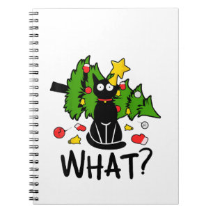 Funny Black Cat Christmas Tree Merry Santa Humor C Notebook