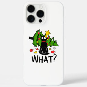 Funny Black Cat Christmas Tree Merry Santa Humour iPhone 16 Pro Max Case