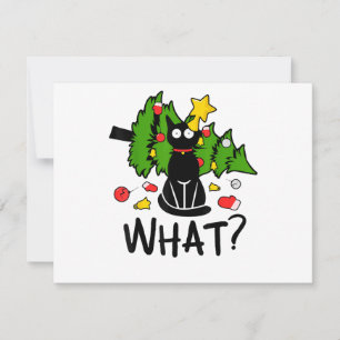 Funny Black Cat Christmas Tree Merry Santa Humour Holiday Card