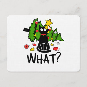 Funny Black Cat Christmas Tree Merry Santa Humour Invitation