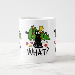 Funny Black Cat Christmas Tree Merry Santa Humour Large Coffee Mug