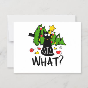 Funny Black Cat Christmas Tree Merry Santa Humour  Magnetic Invitation