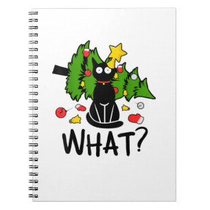 Funny Black Cat Christmas Tree Merry Santa Humour Notebook