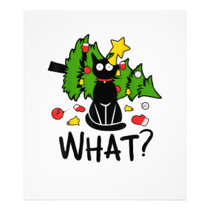 Funny Black Cat Christmas Tree Merry Santa Humour Photo Print