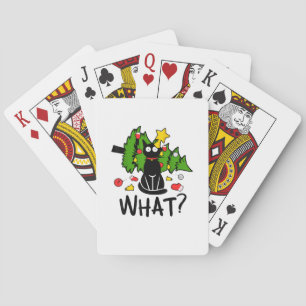 Funny Black Cat Christmas Tree Merry Santa Humour  Playing Cards