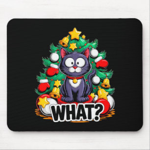 Funny Black Cat Christmas Tree Merry Xmas Humor Ca Mouse Pad
