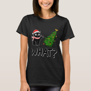 Funny Black Cat Christmas Tree Merry Xmas Humor Ca T-Shirt