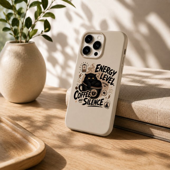 Funny Black Cat Coffee iPhone 15 Pro Case (Creator Uploaded)