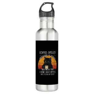 Funny Black Cat coffee spelled backwards is eeffoc 710 Ml Water Bottle
