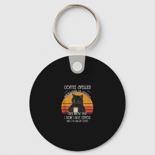 Funny Black Cat coffee spelled backwards is eeffoc Key Ring