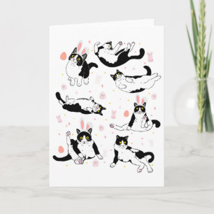 Funny Black Cat Easter Egg Happy Easter Bunny Tuxe Card