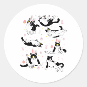Funny Black Cat Easter Egg Happy Easter Bunny Tuxe Classic Round Sticker