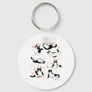 Funny Black Cat Easter Egg Happy Easter Bunny Tuxe Key Ring