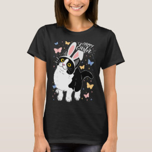 Funny Black Cat Easter Egg Happy Easter Bunny Tuxe T-Shirt