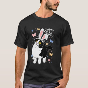 Funny Black Cat Easter Egg Happy Easter Bunny Tuxe T-Shirt