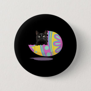 Funny Black Cat Easter Egg Happy Easter Day 6 Cm Round Badge