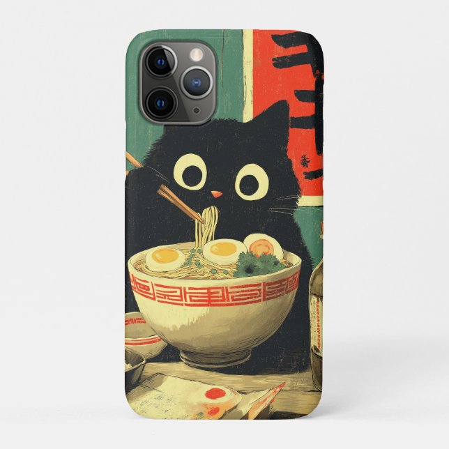 Funny Black Cat Eating Ramen Case-Mate iPhone Case (Back)