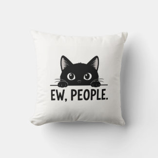 Funny Black Cat "EW, PEOPLE." Coffee Mug | Cute In Cushion