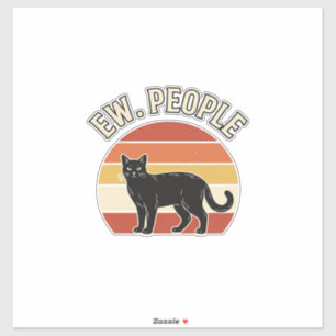 Funny Black Cat Ew People Vintage Retro Design_1