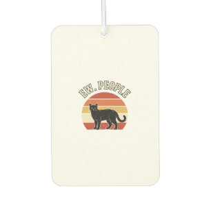 Funny Black Cat Ew People Vintage Retro Design_1 Car Air Freshener