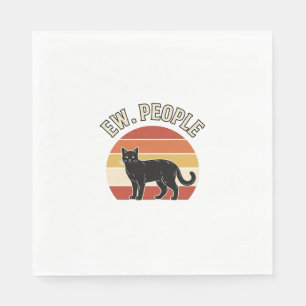 Funny Black Cat Ew People Vintage Retro Design_1 Napkin