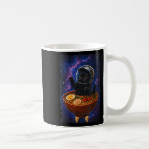 Funny Black Cat Flying A Ramen Bowl Space Astronau Coffee Mug