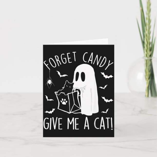 Funny Black Cat Forget Candy Give A Cat Lovers Card (Front)