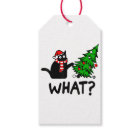 Funny Black Cat Gift Pushing Christmas Tree Over C