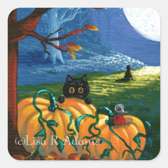 Funny Black Cat Halloween Creationarts  Sticker (Front)