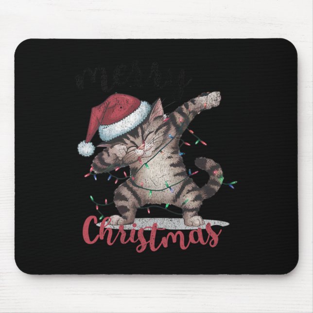 Funny Black Cat Halloween Funny Christmas  Mouse Pad (Front)