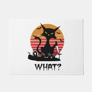Funny Black cat Halloween gift for men and women Doormat