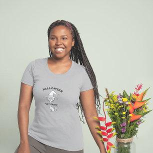 funny black cat halloween party woman T-Shirt