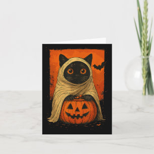 Funny Black Cat Halloween Pumpkin Spooky Ghost Cos Card