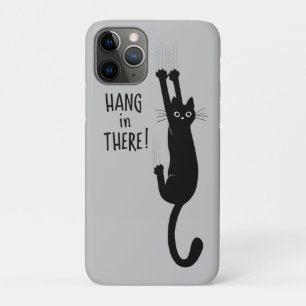 Funny Black Cat Hanging On Hang in There! iPhone 11 Pro Case