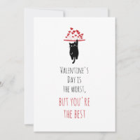 Funny Black Cat Hanging Out Anti Valentine's Day