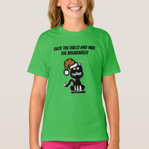 Funny Black Cat Holiday Humour Festive Cat T-Shirt