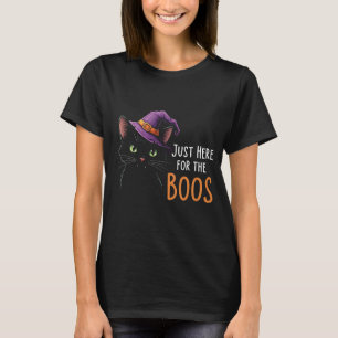 Funny Black Cat Just Here for the Boos T-Shirt C