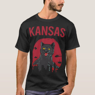 Funny Black Cat Kansas T-Shirt
