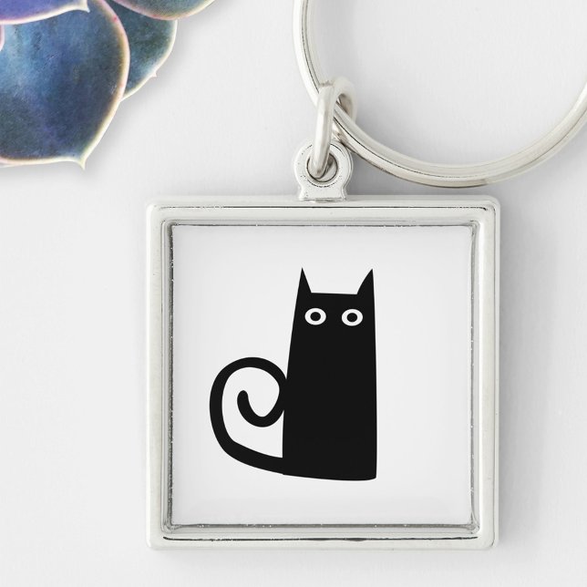 Funny Black Cat Key Ring (Fun Black Cat keychain)