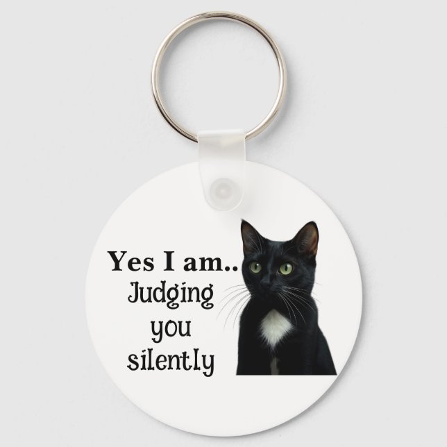 Funny Black Cat Keychain (Front)